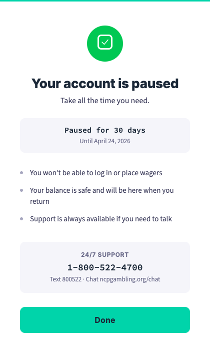 Cooldown confirmation